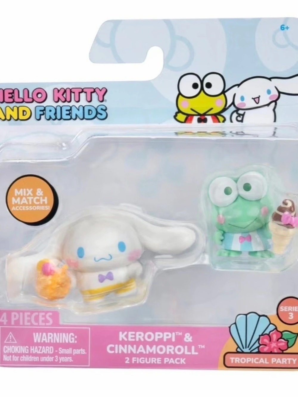 Hello Kitty Keroppi & Cinnamoroll 2 Figure Pack Tropical Party Figure Pack NWT